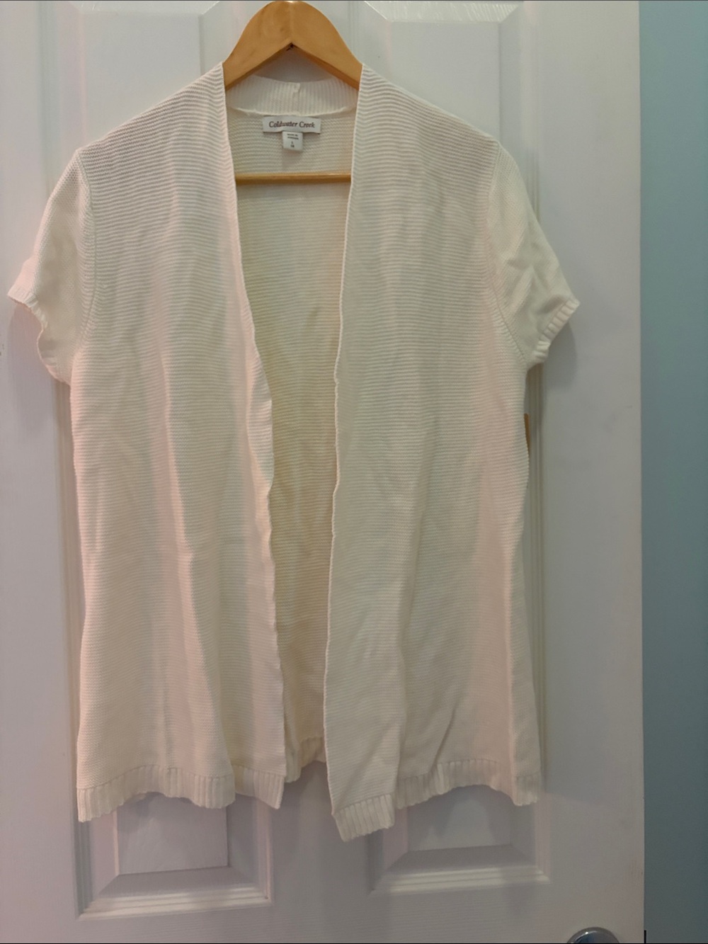 Coldwater Creek Cream Open Front Short Sleeve Shrug